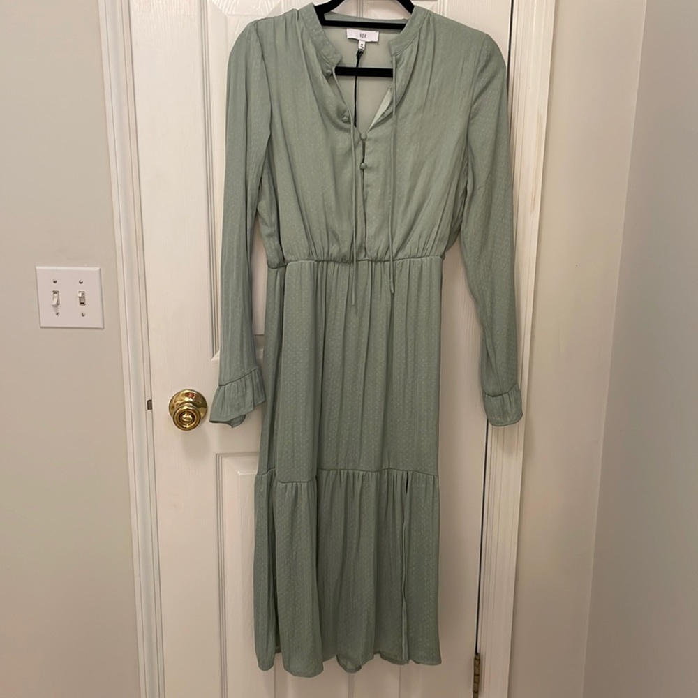 NSR Sage Green Midi Dress With Slit